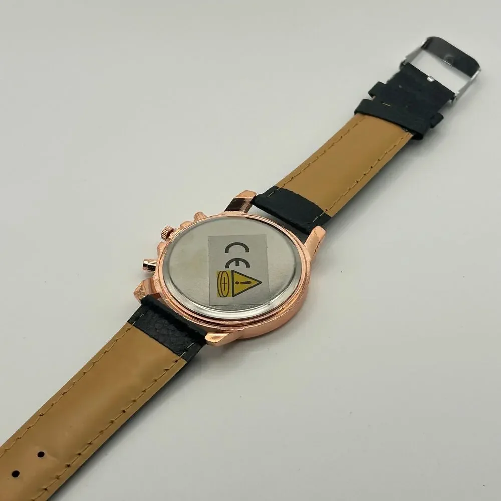 Geneva Platinum RoseGold Women's Fashion Watch Black Strap Working New Battery
